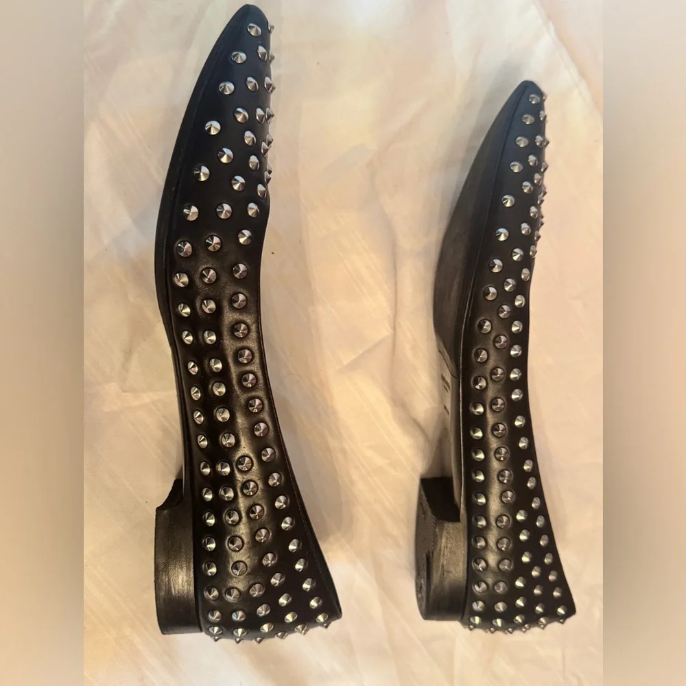 Saint Laurent, Studded Black Flats 37.5 - Picture 4 of 7